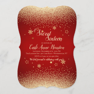 Invitation avec confettis dorés