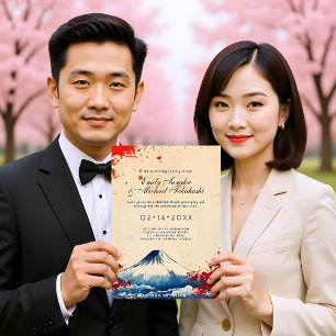 Invitation Avec détails mariages Harmonie japonaise avec Fuji