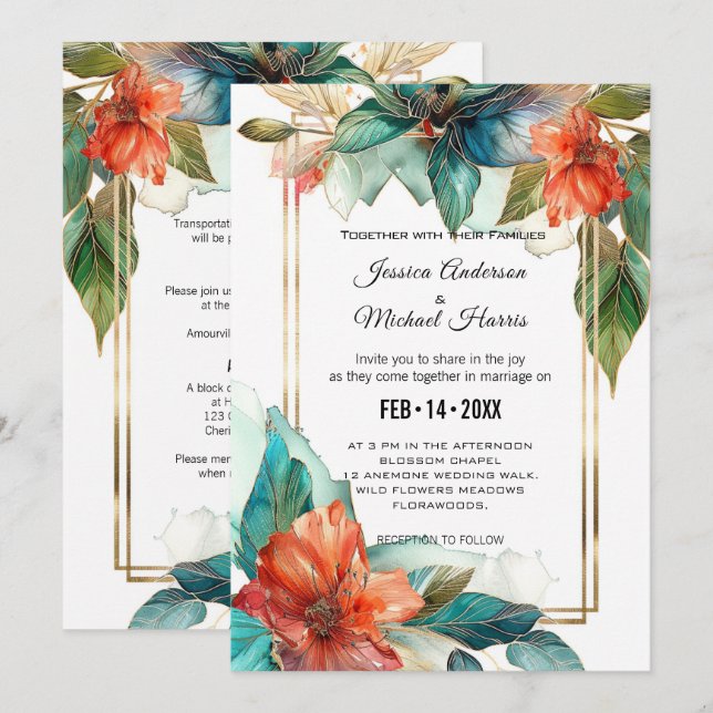 Invitation Avec détails mariages Hibiscus Serenade Paradise (Devant / Derrière)