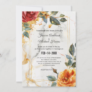 Invitation Avec détails Mariages Marble Dreams : Rose orange