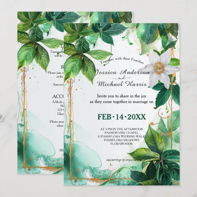 Invitation Avec DÉTAILS Passiflora Sérénité (Devant / Derrière)