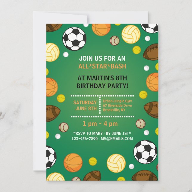 Invitation avec fond sportif (Devant)