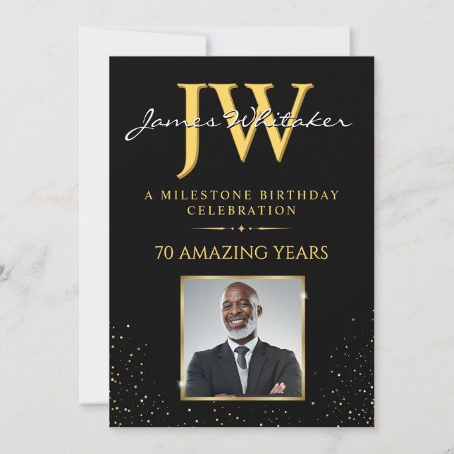 Invitation avec Initiales Personnalisées Anniversa (Devant)
