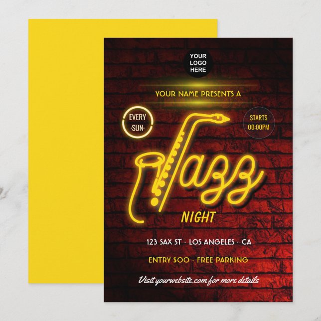 Invitation avec logo du festival de jazz Neon (Devant / Derrière)