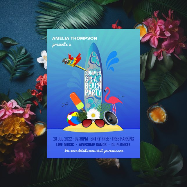 Invitation avec logo pour la soirée plage du club  (Créateur téléchargé)