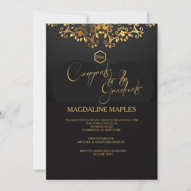 Invitation avec Marquee Dorée (Devant)