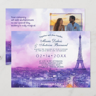 Invitation Avec photo à l'arrière Amour Éternel à la Parisien