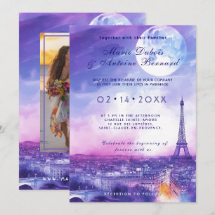 Invitation Avec photo à l'arrière Amour Éternel à la Parisien