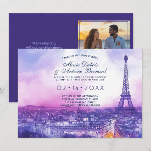 Invitation Avec photo à l'arrière Amour Éternel à la Parisien