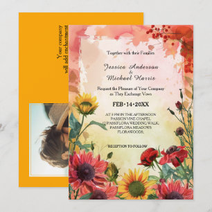 Invitation 🌻 avec photo Pétales Sunny et Fleurs de Scarlet