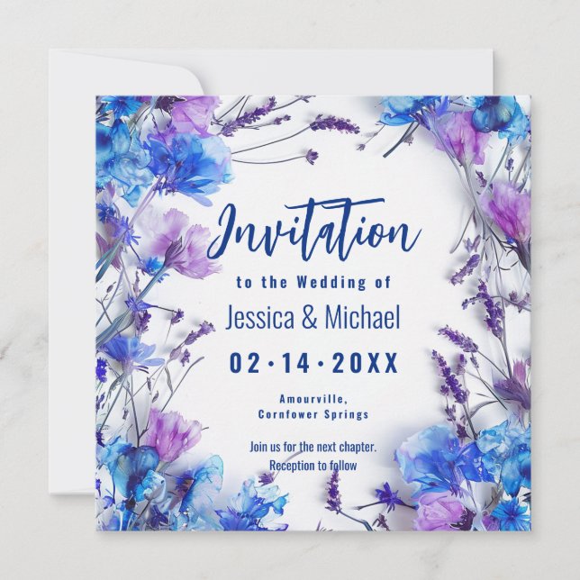 Invitation 💍 Avec poème Fleurs de Cornouailles et Lavande El (Devant)