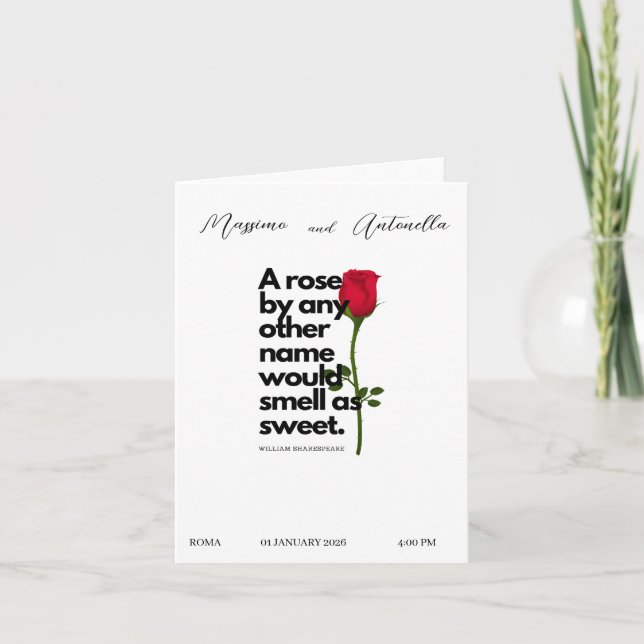 INVITATION AVEC POÉSIE DE WILLIAM SHAKESPEARE (Devant)