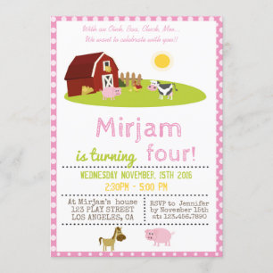 INVITATION AVEC UN OINK, BAA, CLUCK, MOO FARM ANNIVERSAIRE