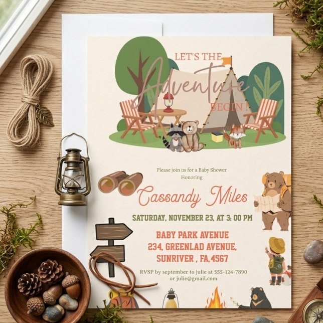 Invitation Aventure Animaux de la Forêt Rustique Baby Shower (Créateur téléchargé)