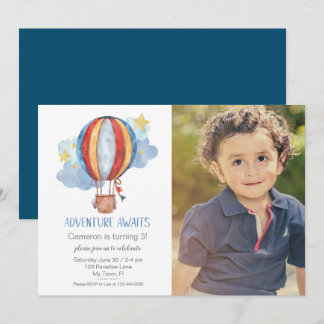 Invitation Aventure Attend Ballon Photo Fête d'Anniversaire