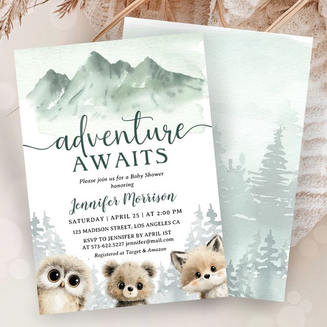 Invitation Aventure Attend Bébé Fête de Naissance Bois Verdoy (Créateur téléchargé)