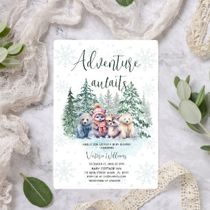Invitation Aventure Attend Forêt d'hiver Baby shower animal