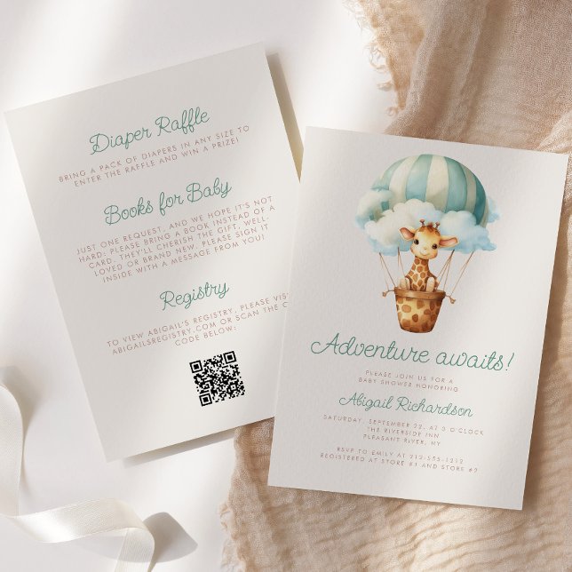 Invitation Aventure Attend Girafe Code QR Baby Shower (Créateur téléchargé)