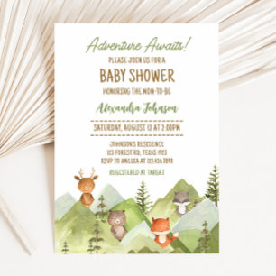 Invitation Aventure Attend le Baby shower des animaux des boi