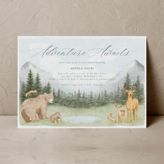 Invitation Aventure Attend le Baby shower des animaux des boi