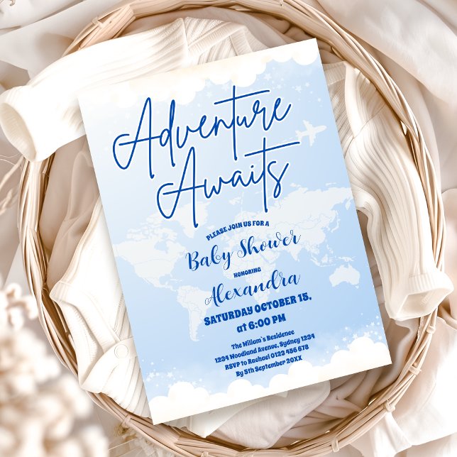 Invitation Aventure attend un Baby shower neutre pour les fem (Créateur téléchargé)