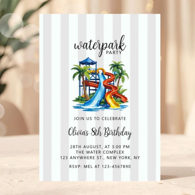 Invitation Aventure au parc aquatique Parc de glissades aquat (Water Park Party Invitation, Summer Pool Party, Waterslide Birthday Party pool party, kids pool part)