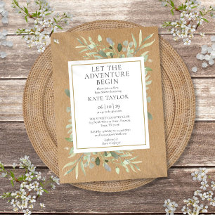 Invitation Aventure Baby shower rustique verdure
