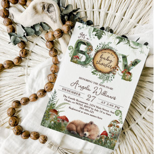 Invitation Aventure Bois Champignon Fern Baby Boy Douche
