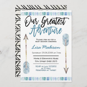Invitation aventure Boy baby shower Blue