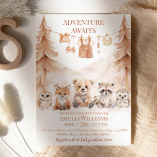 Invitation Aventure chaude beige attend l'anniversaire bébé d