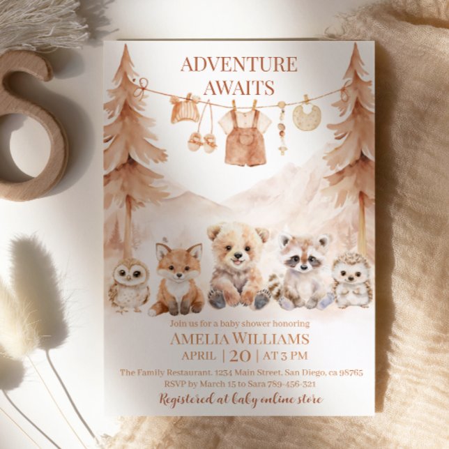 Invitation Aventure chaude beige attend l'anniversaire bébé d (Créateur téléchargé)