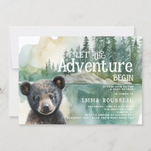 Invitation Aventure Commence Baby Bear Cub Baby shower