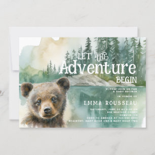 Invitation Aventure Commence Baby Bear Cub Baby shower