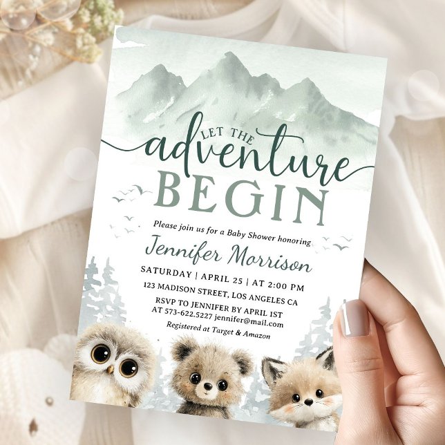 Invitation Aventure Commence Cadeau Bébé Fête de la Forêt Mon (Créateur téléchargé)