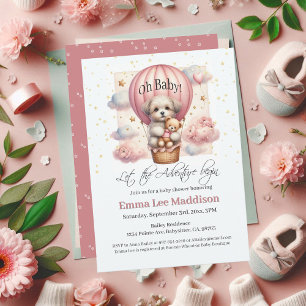 Invitation Aventure commence chiot dans un ballon à air chaud