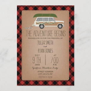 Invitation Aventure commence Mariage de canot SUV Wood Panel