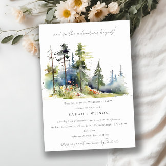 Invitation Aventure Commencer Pine Forest Paysage Fiançailles
