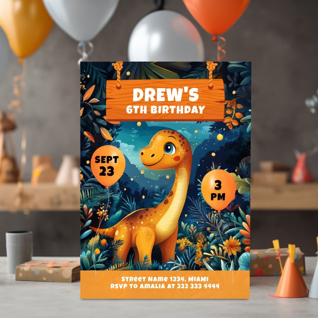 Invitation Aventure d'anniversaire dans la jungle aux dinosau (Créateur téléchargé)