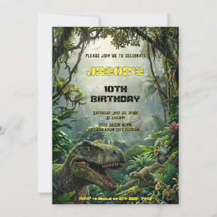 Invitation Aventure d'anniversaire dans le monde du T-Rex de