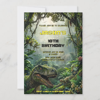 Invitation Aventure d'anniversaire dans le monde du T-Rex de