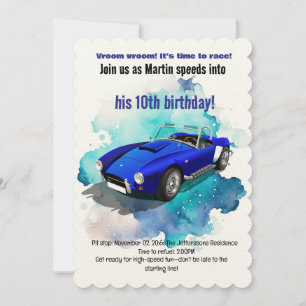 Invitation Aventure d'anniversaire dans une voiture de sport 
