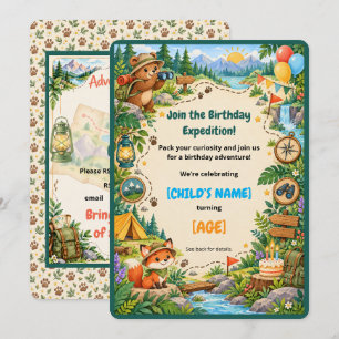 Invitation Aventure d'anniversaire de Petit Explorateur avec