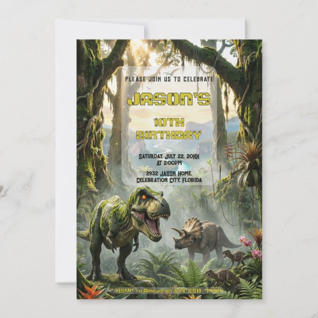 Invitation Aventure d'anniversaire Rugissement de la jungle T (Devant)