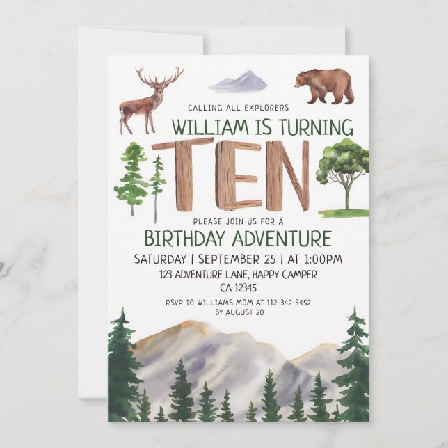 Invitation Aventure de 10e anniversaire de l'explorateur des  (Devant)