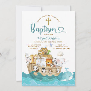 Invitation Aventure de baptême de l'arche de Noé Croix