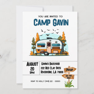 Invitation Aventure de camping d'anniversaire pour garçons