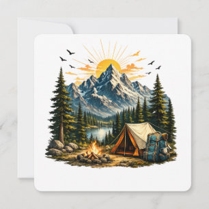 Invitation Aventure de camping en montagne Nature