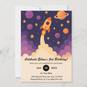 Invitation Aventure de fusée et anniversaire de la galaxie v
