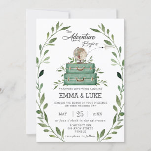 Invitation Aventure de verdure Mariage Valise Voyage