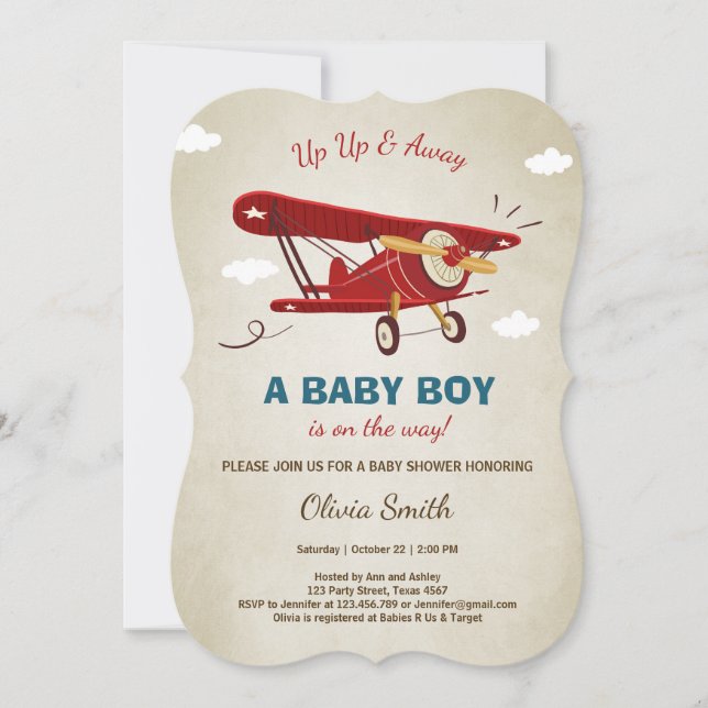 Invitation Aventure de voyage d'invitation de baby shower (Devant)